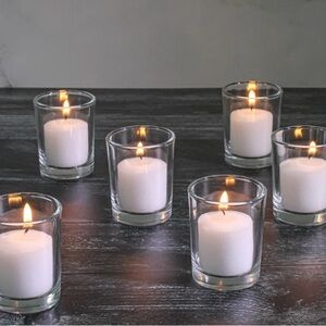 Set of 12 clear votive holders